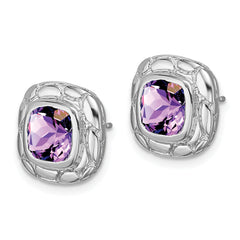 Sterling Silver Rhodium-plated Amethyst Earrings