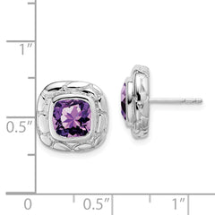Sterling Silver Rhodium-plated Amethyst Earrings