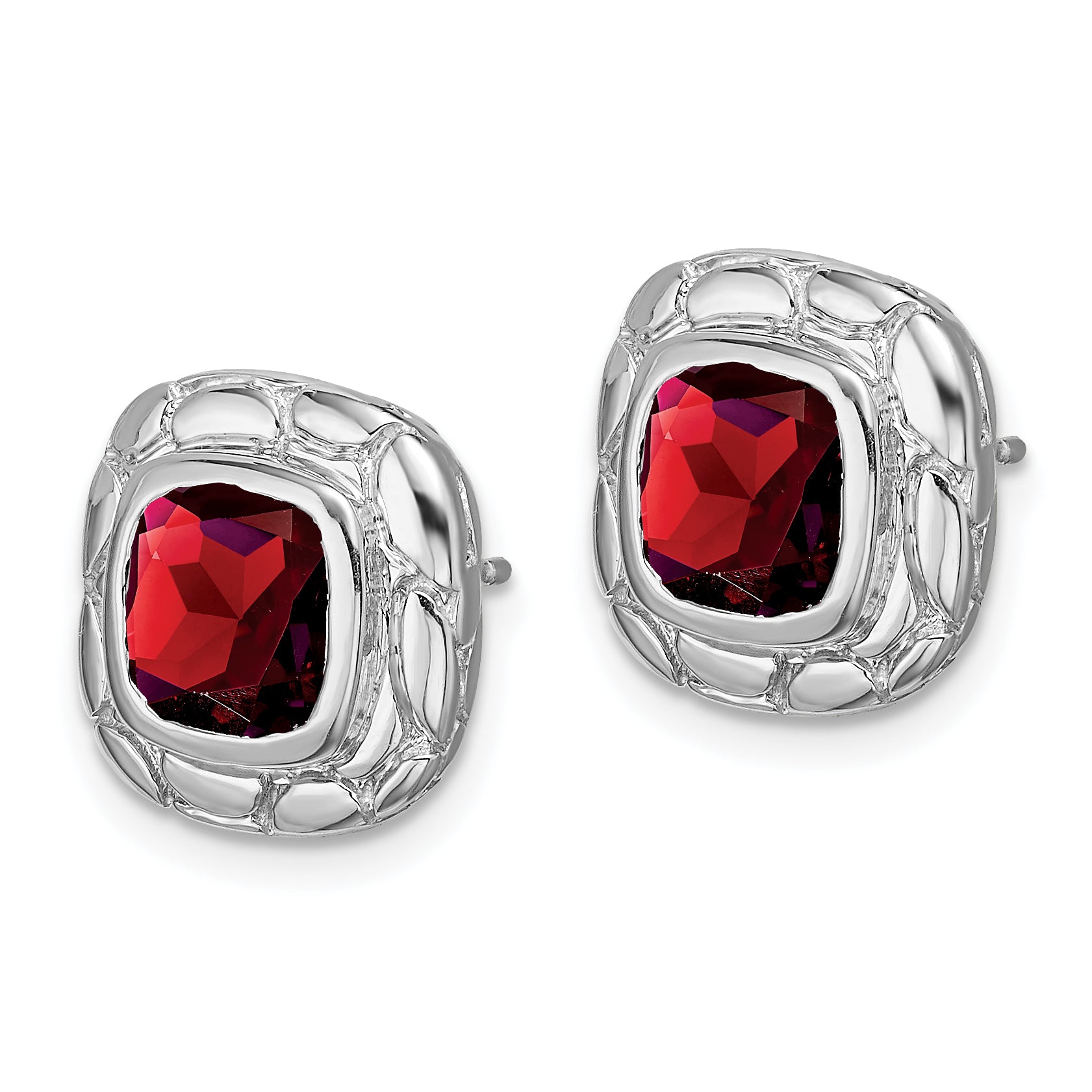 Sterling Silver Rhodium Plated Garnet Earrings Secondary image