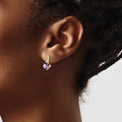 10k Cushion Amethyst and Diamond Earrings