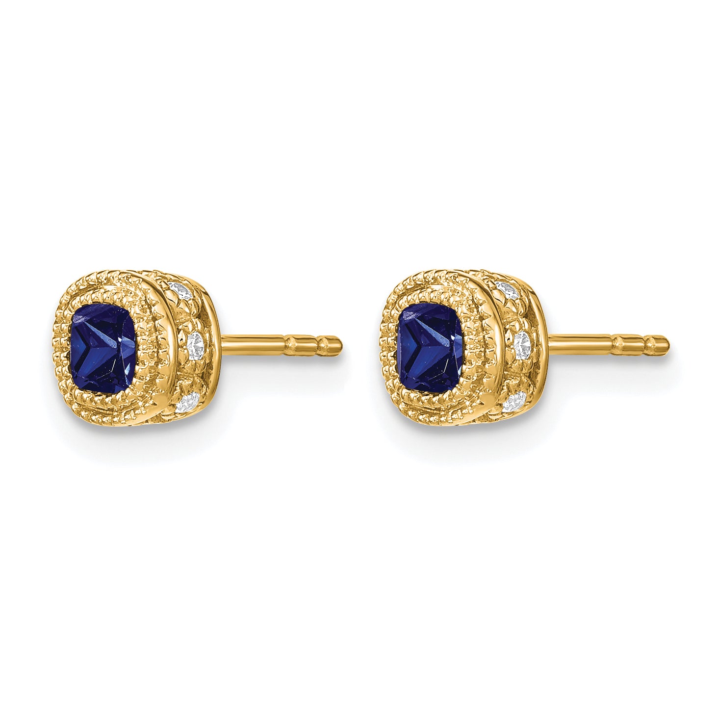 10k Cushion Sapphire and Diamond Earrings