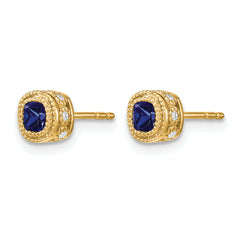 10k Cushion Sapphire and Diamond Earrings