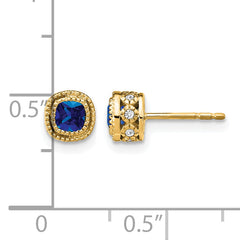 10k Cushion Sapphire and Diamond Earrings