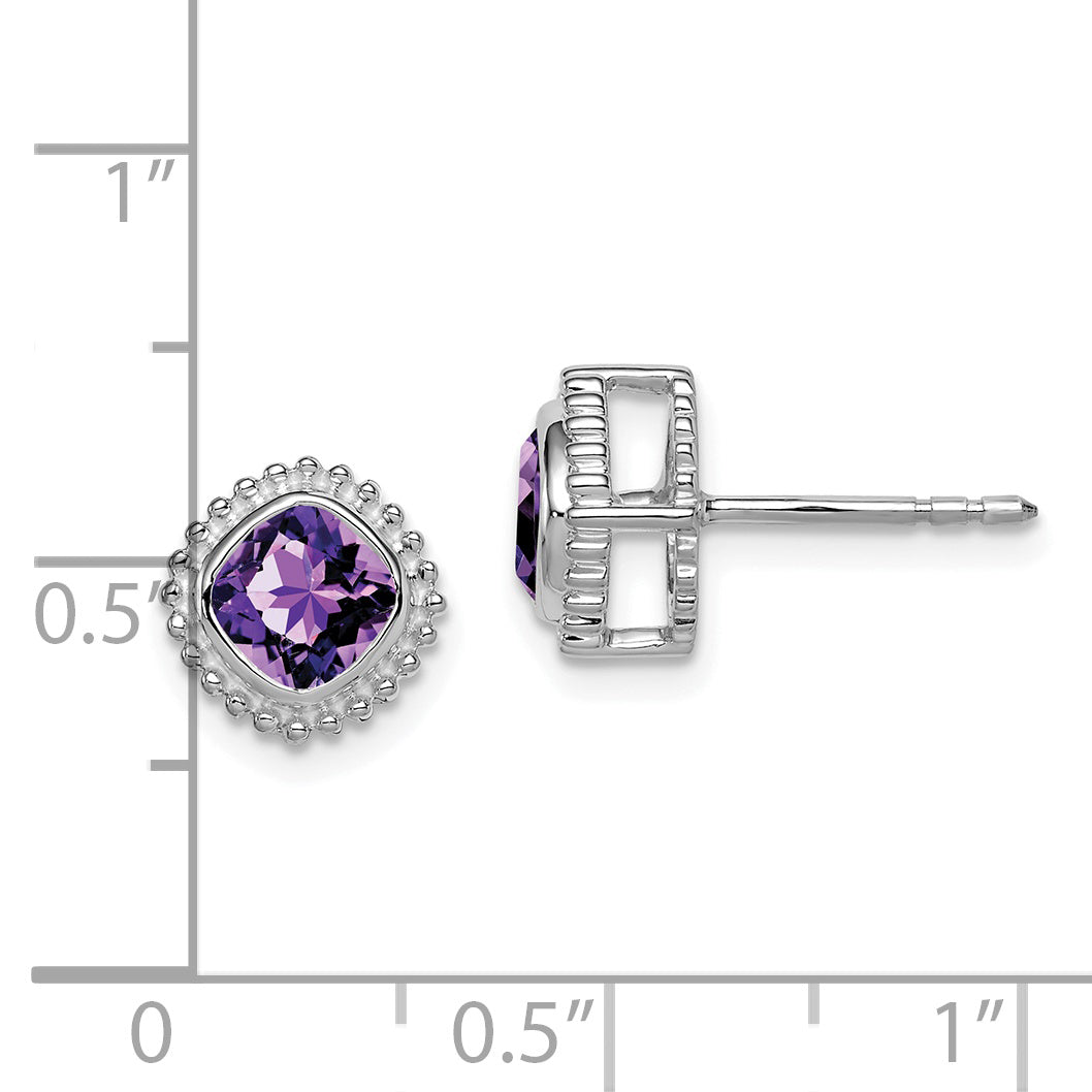10k White Gold Cushion Amethyst Earrings Secondary image