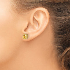 10k Cushion Citrine Earrings