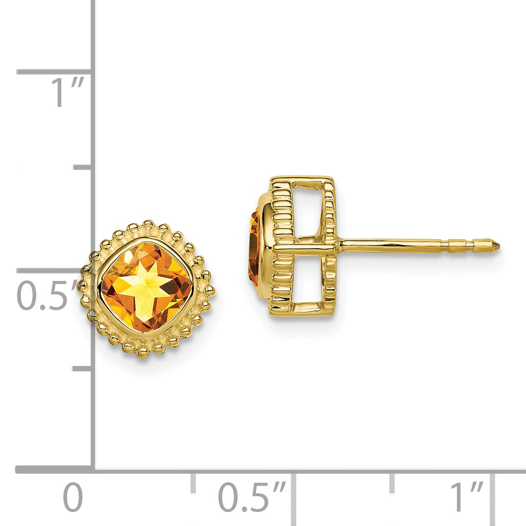 10k Cushion Citrine Earrings