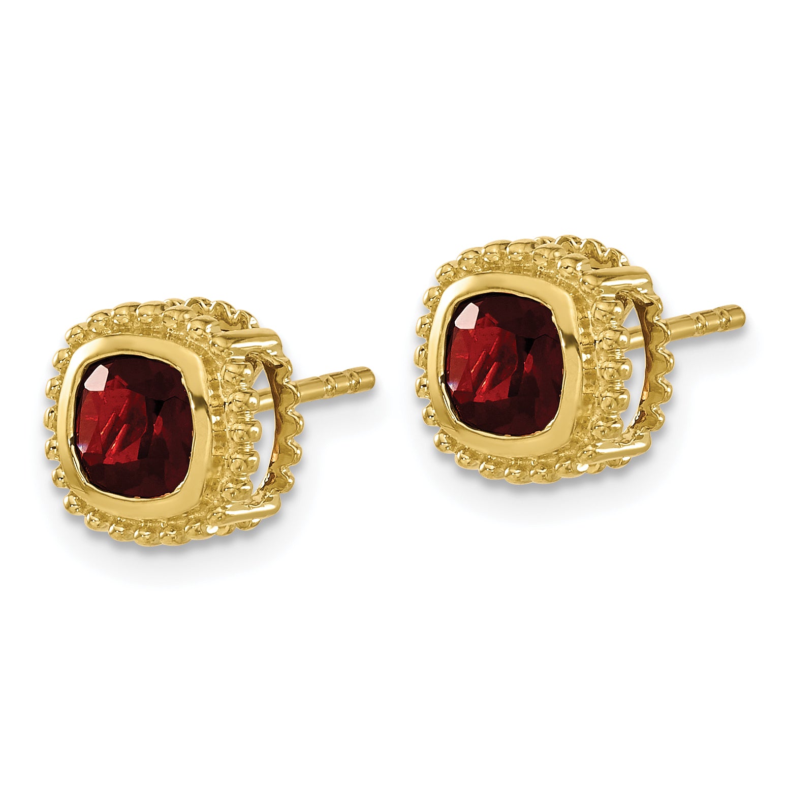 10k Cushion Garnet Earrings Secondary image
