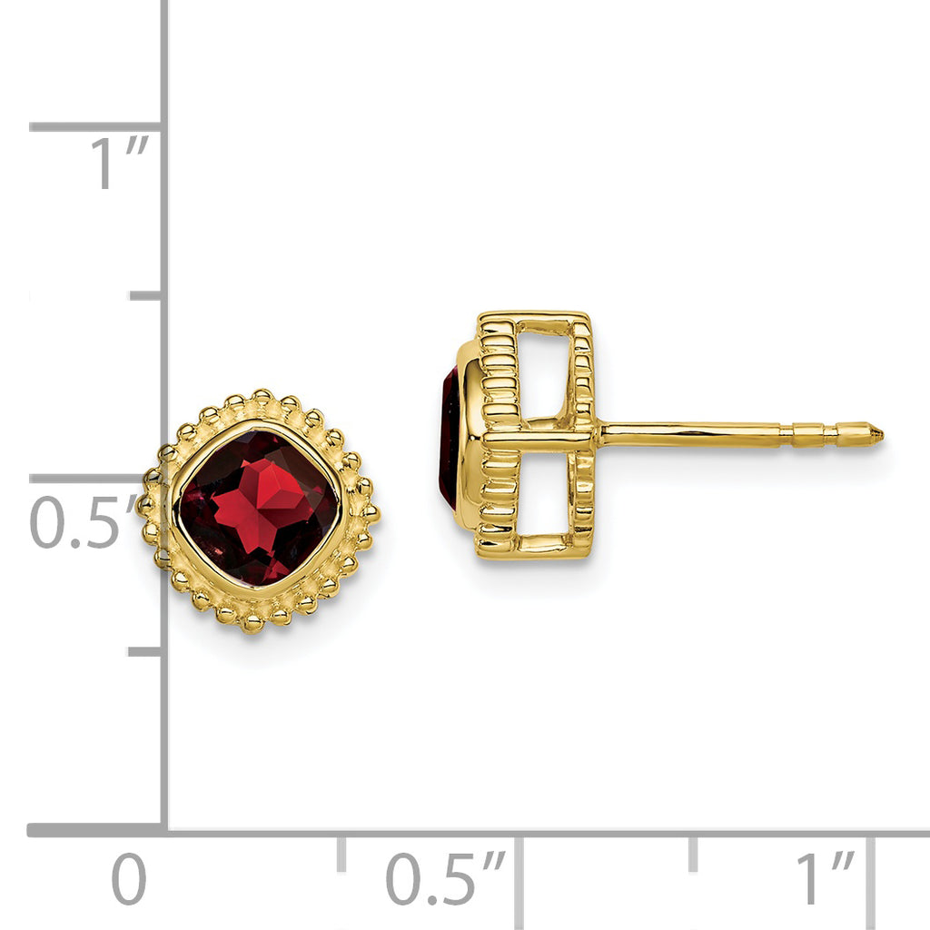 10k Cushion Garnet Earrings