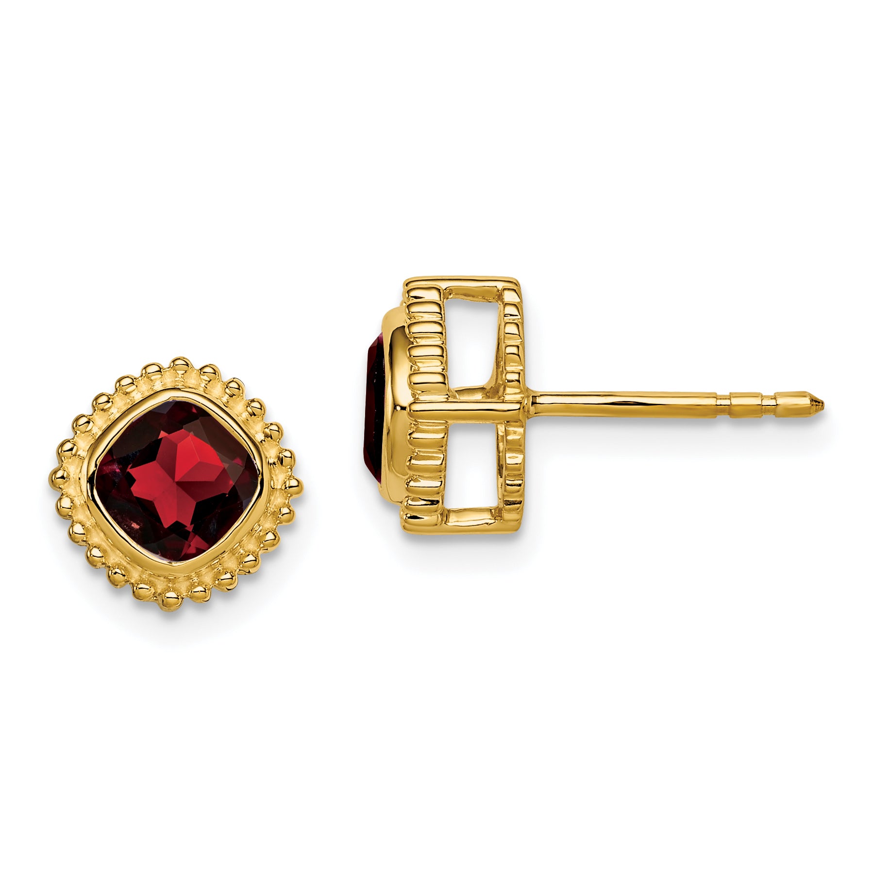 10k Cushion Garnet Earrings Main image