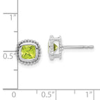 10k White Gold Cushion Peridot Earrings