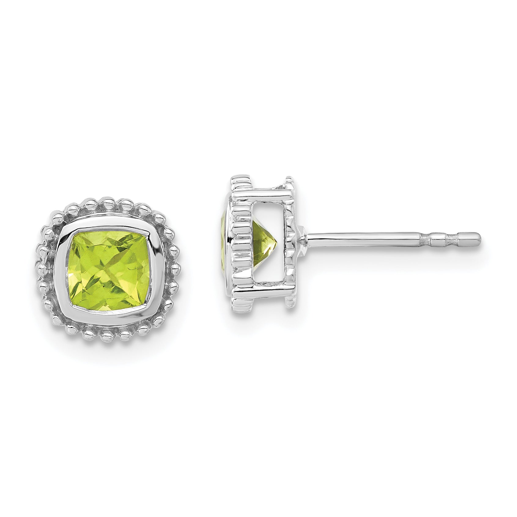 10k White Gold Cushion Peridot Earrings Main image