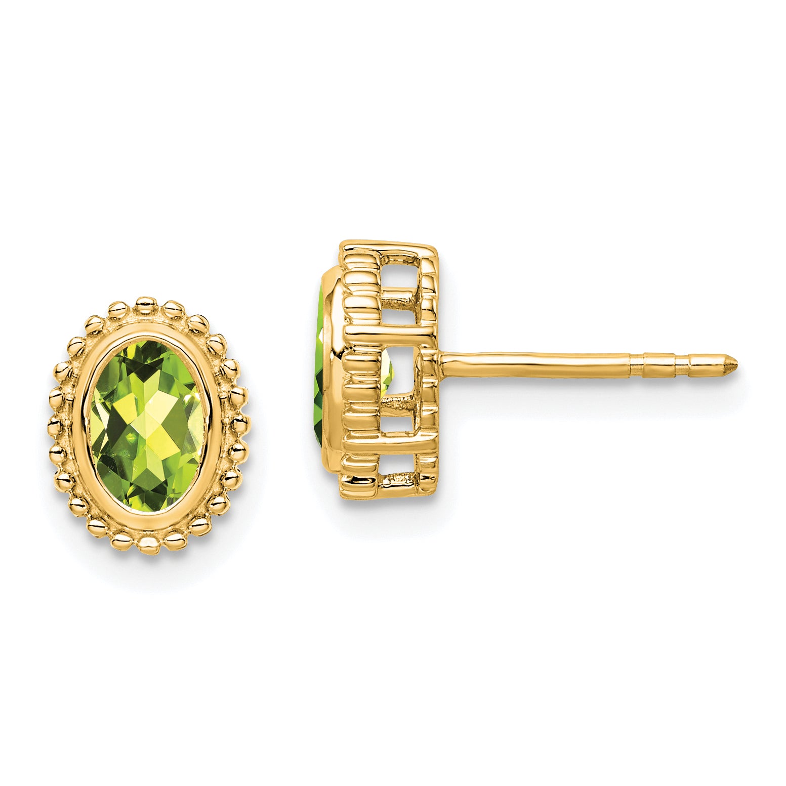 10k Oval Peridot Post Earrings Main image