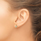 10k Yellow Gold Cushion Aquamarine and Diamond Earrings