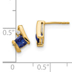 10k Yellow Gold Cushion Cr. Sapphire and Diamond Earrings