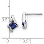 Sterling Silver Antique Cushion Cr. Sapphire and Diamond Earrings