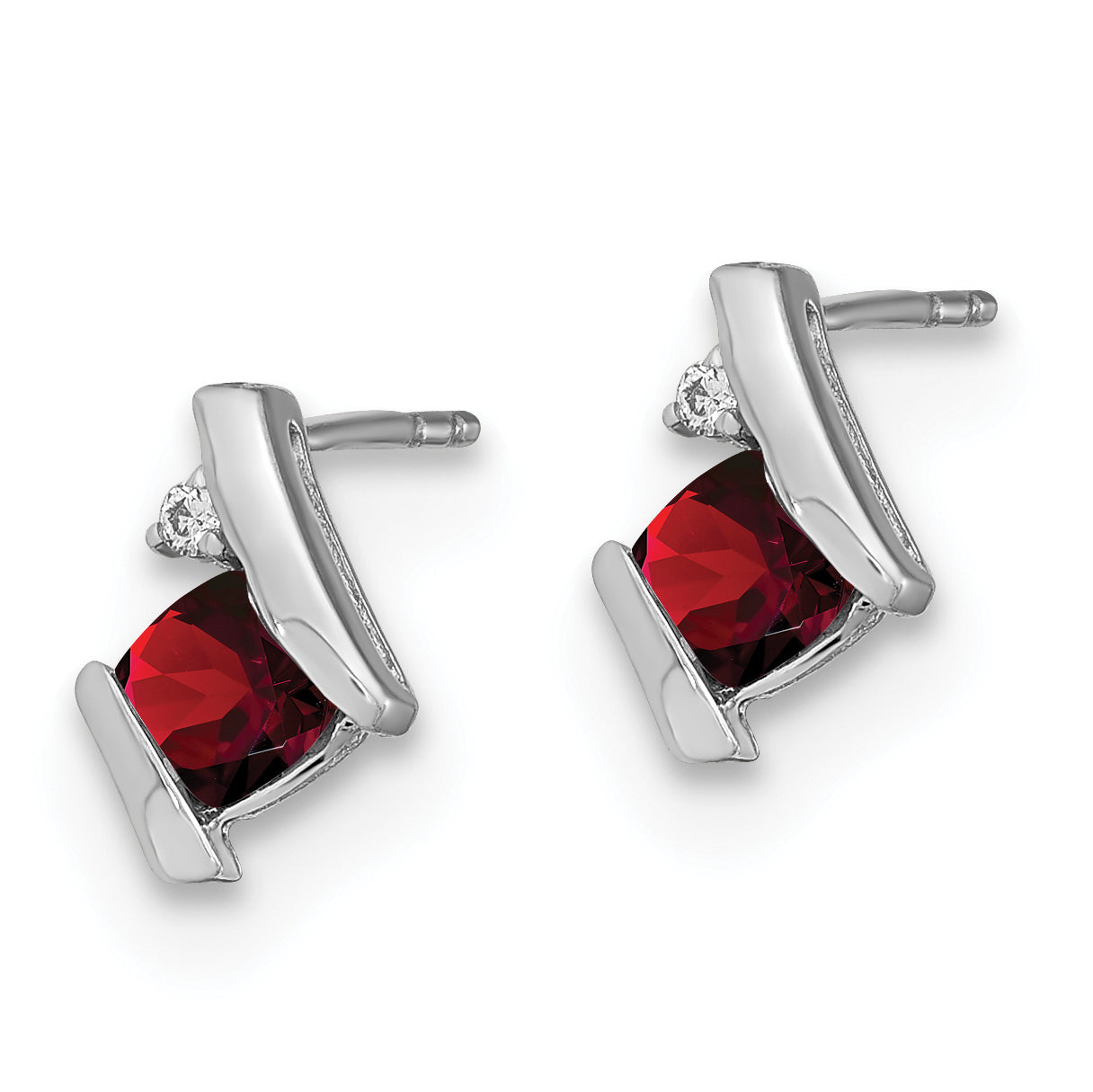 Sterling Silver Antique Cushion Garnet and Diamond Earrings Secondary image