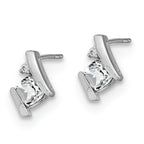 Sterling Silver Antique Cushion White Topaz and Diamond Earrings