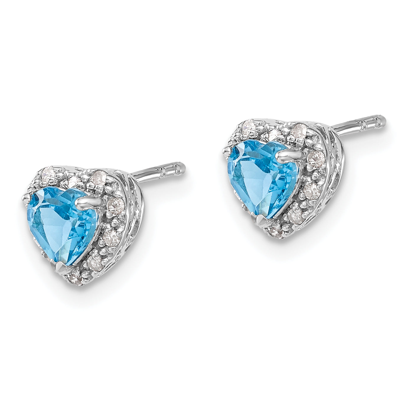 Sterling Silver Rhodium-plated Blue Topaz and Diamond Earrings Secondary image