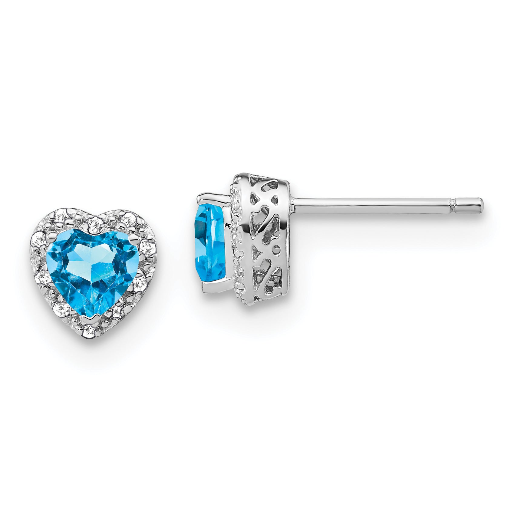 Sterling Silver Rhodium-plated Blue Topaz and Diamond Earrings Main image