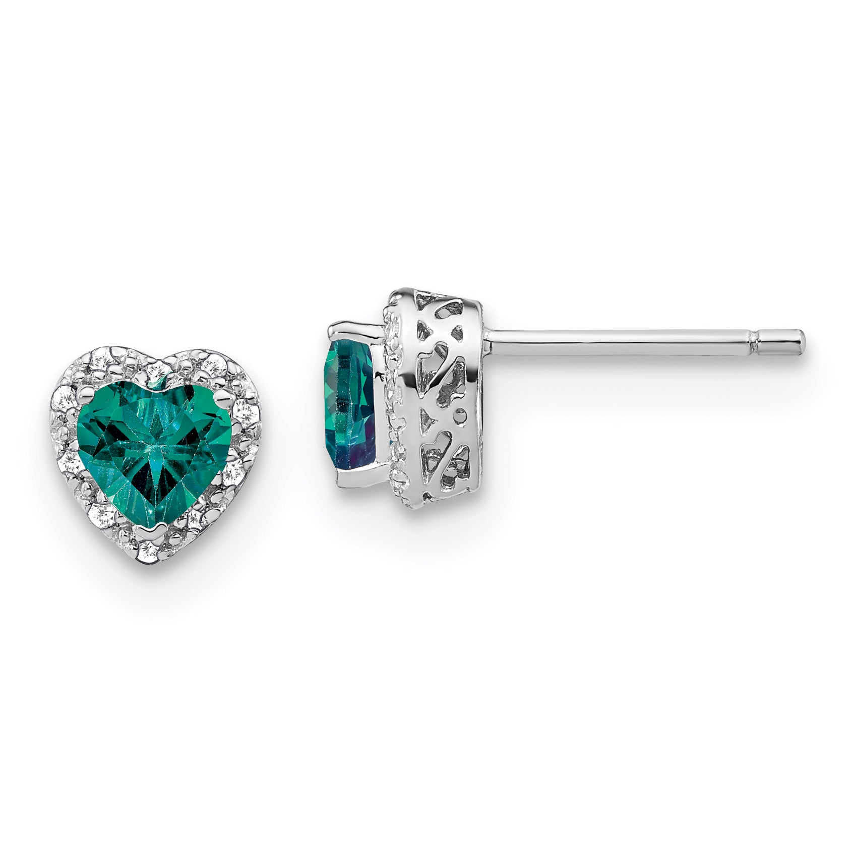 Sterling Silver Rhodium-plated Created Alexandrite/Diamond Earrings Main image