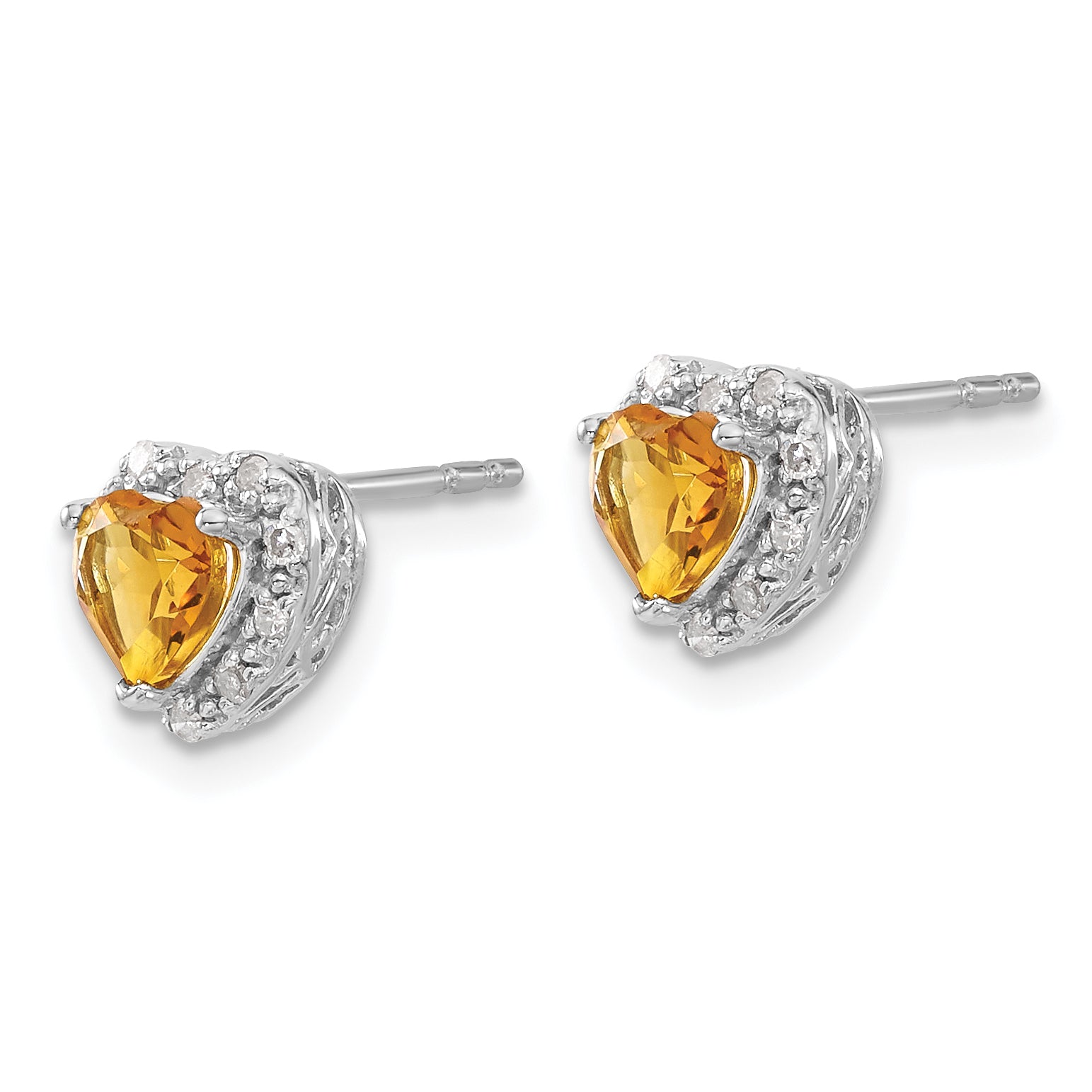 Sterling Silver Rhodium-plated Citrine and Diamond Earrings Secondary image