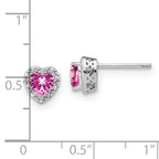 Sterling Silver Rhod-plated Created Pink Sapphire/Diamond Earrings