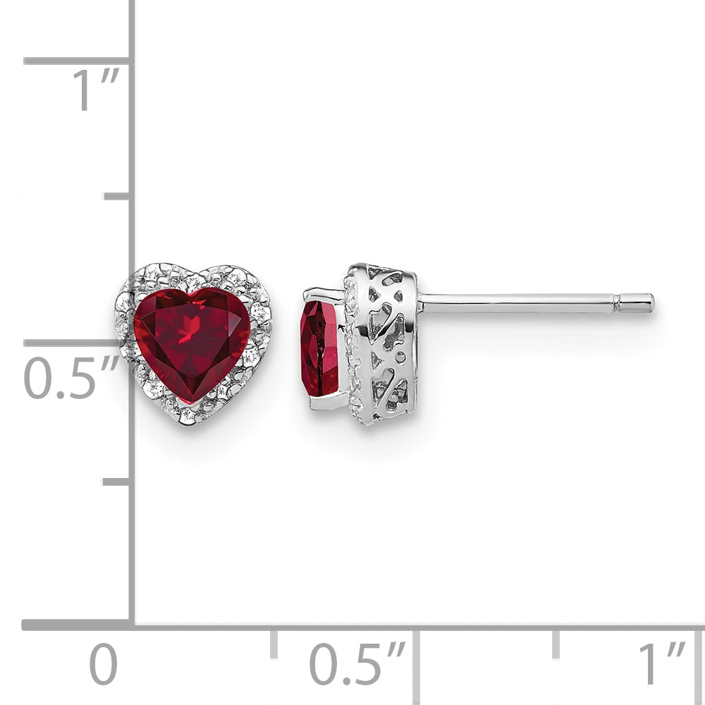 14K White Gold 1/10 ct Lab-Grown Diamond Heart Stud Earrings