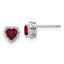 Sterling Silver Rhodium-Plated Ruby, Lab Created Button Earrings