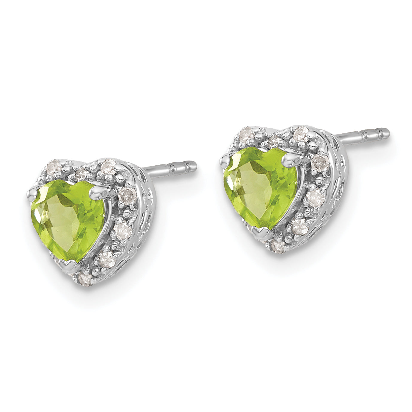 Sterling Silver Rhodium-plated Peridot and Diamond Earrings Secondary image