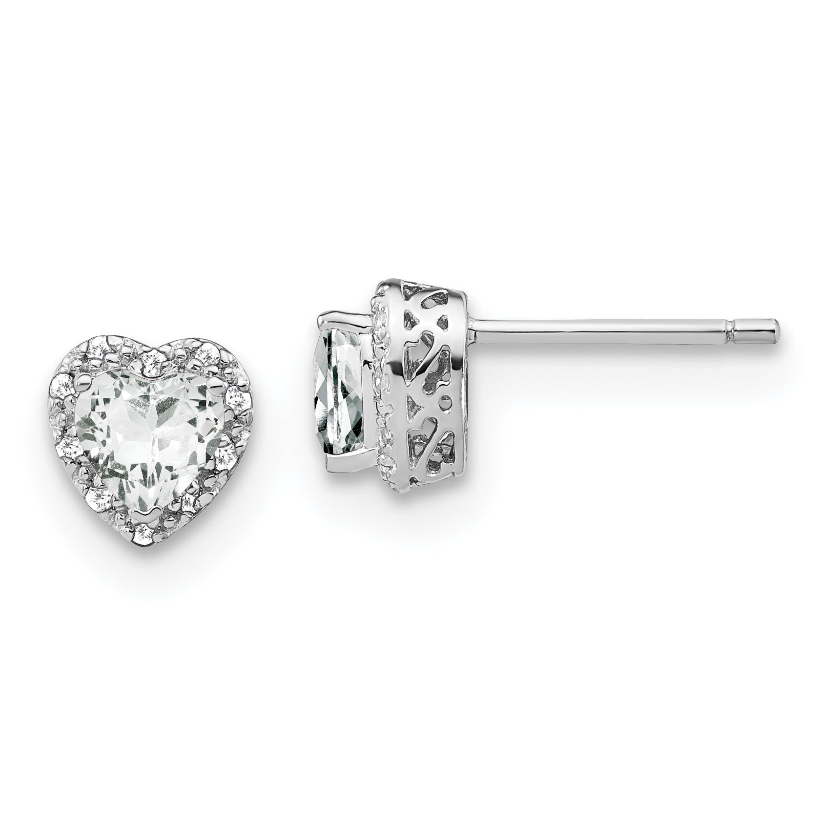 Sterling Silver Rhodium-plated White Topaz and Diamond Earrings Main image