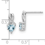 Sterling Silver Rhodium-plated Aquamarine and Diamond Earrings