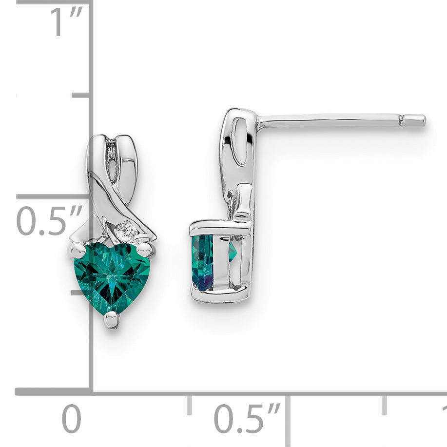 Sterling Silver Rhodium-plated Created Alexandrite/Diamond Earrings
