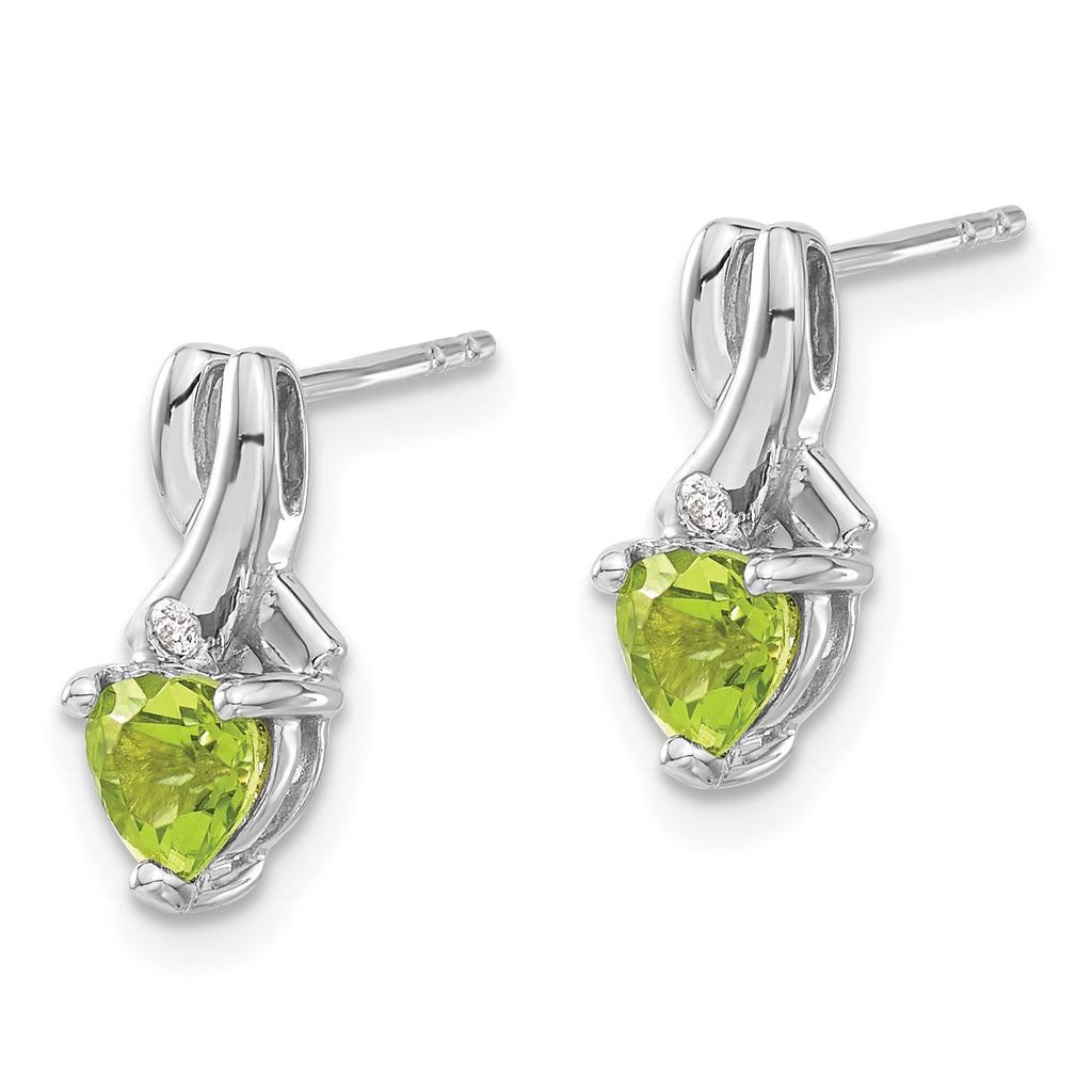 Sterling Silver Rhodium-plated Peridot and Diamond Earrings