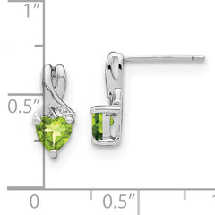 Sterling Silver Rhodium-plated Peridot and Diamond Earrings