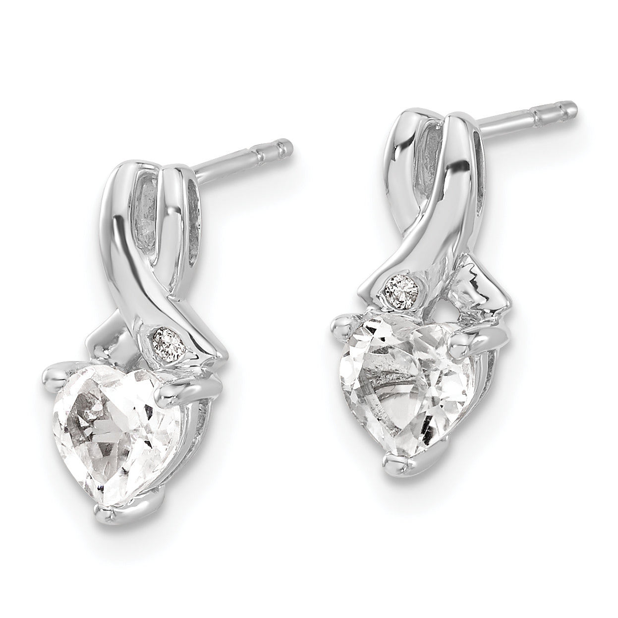 Sterling Silver Rhodium-plated White Topaz and Diamond Earrings Secondary image