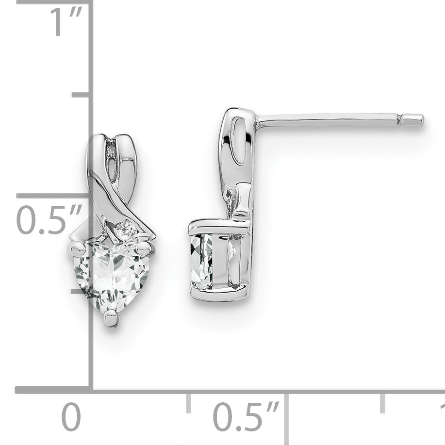 Sterling Silver Rhodium-plated White Topaz and Diamond Earrings