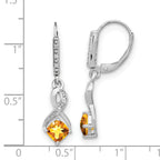 Sterling Silver Rhodium-plated Citrine and Diamond Earrings