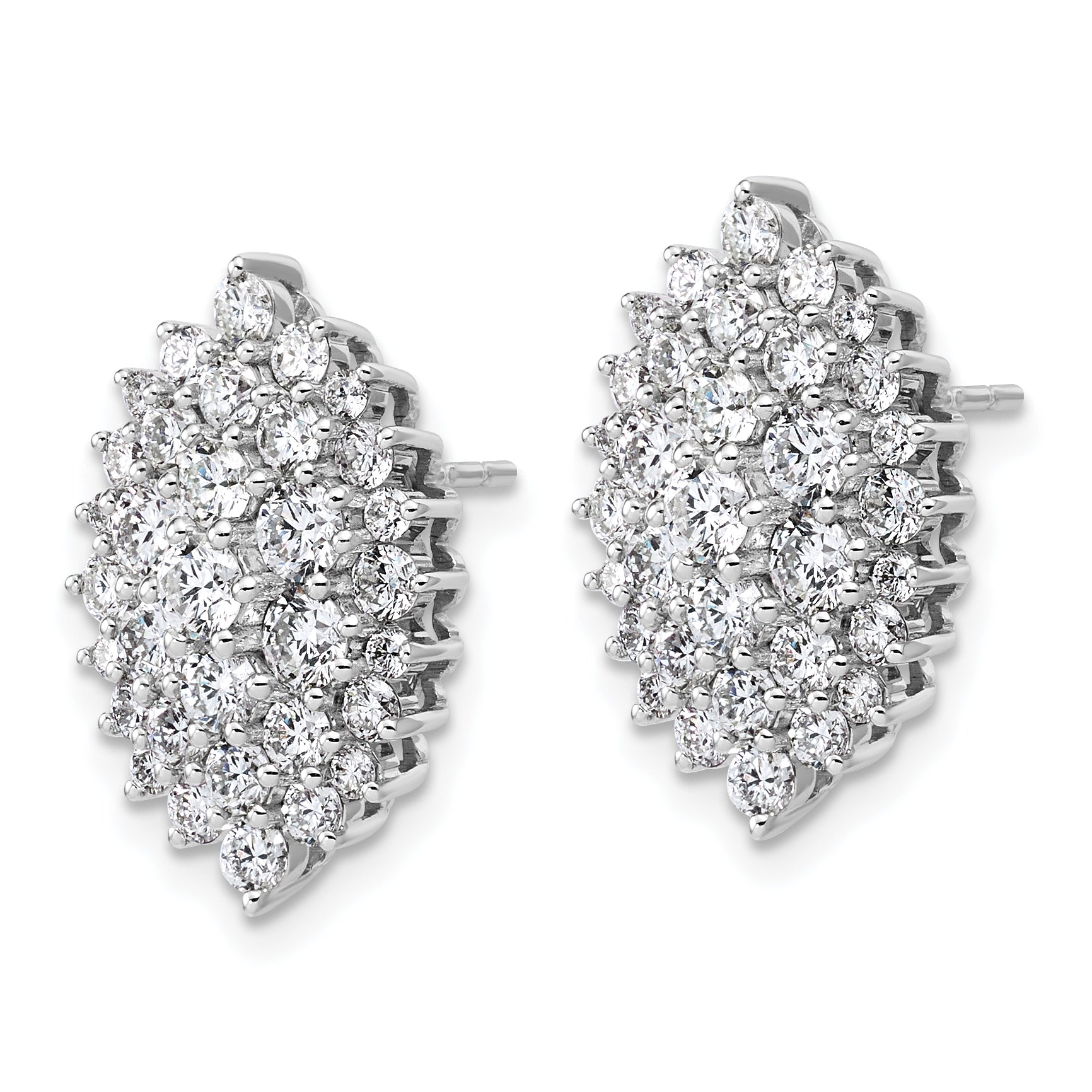 14k 2 1/2 carat Lab Grown Diamond VS/SI+ G+ Complete Cluster Post Earrings Secondary image