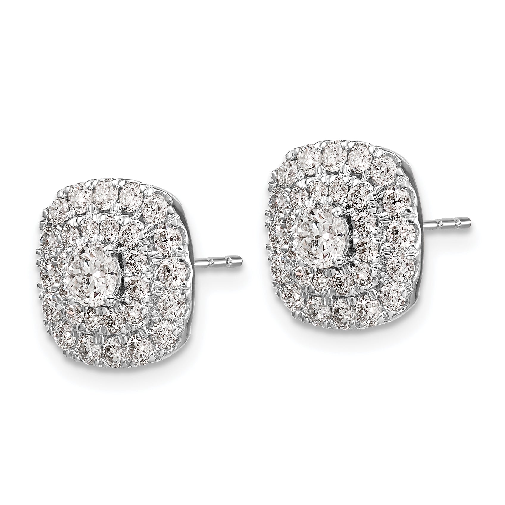 14K White Gold 1 1/2 ct Lab-Created Diamond VS/SI+ G+ Double Halo Post Earrings