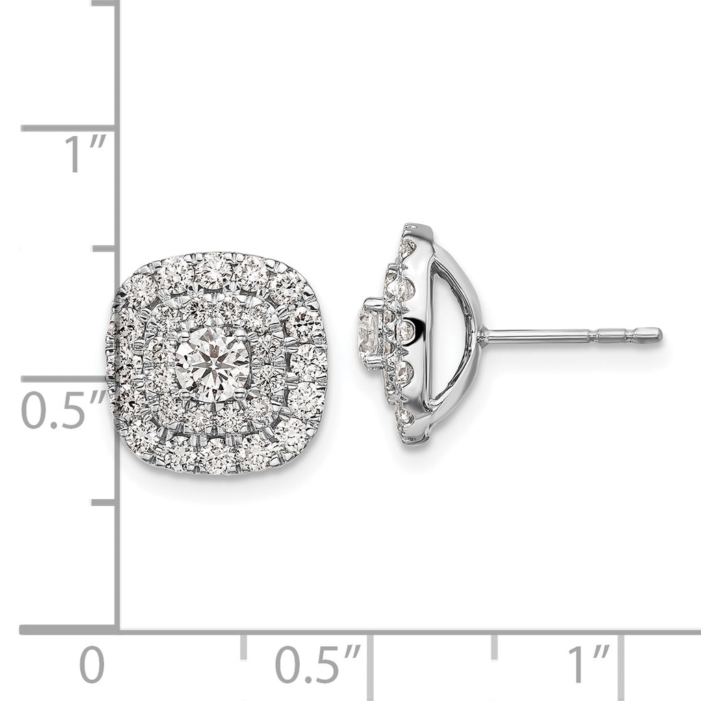 14K White Gold 1 1/2 ct Lab-Created Diamond VS/SI+ G+ Double Halo Post Earrings