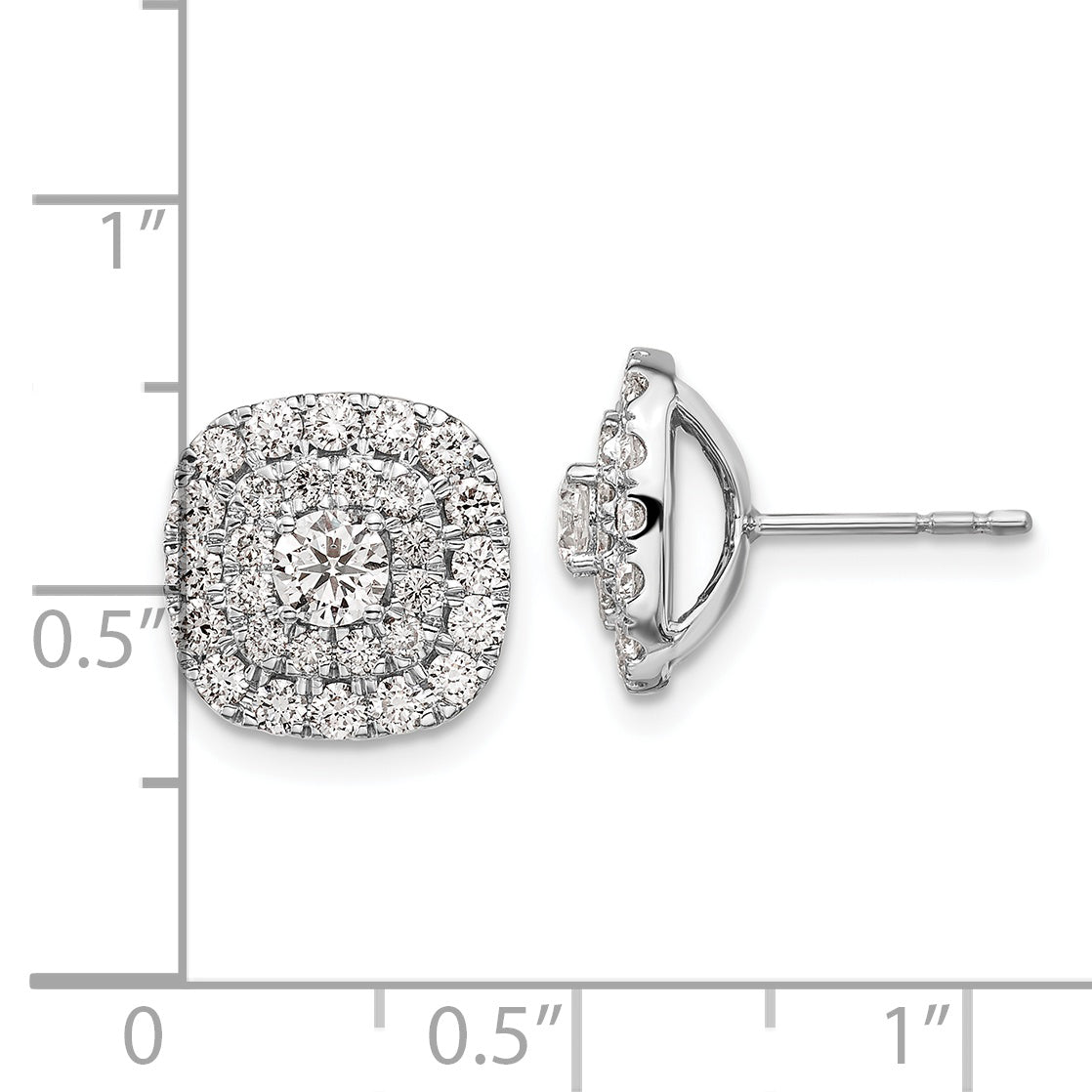 14K White Gold 1 1/2 ct Lab-Created Diamond VS/SI+ G+ Double Halo Post Earrings