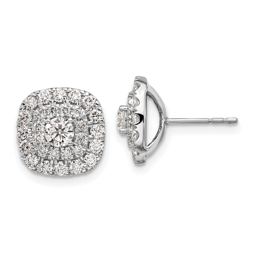 14K White Gold 1 1/2 ct Lab-Created Diamond VS/SI+ G+ Double Halo Post Earrings