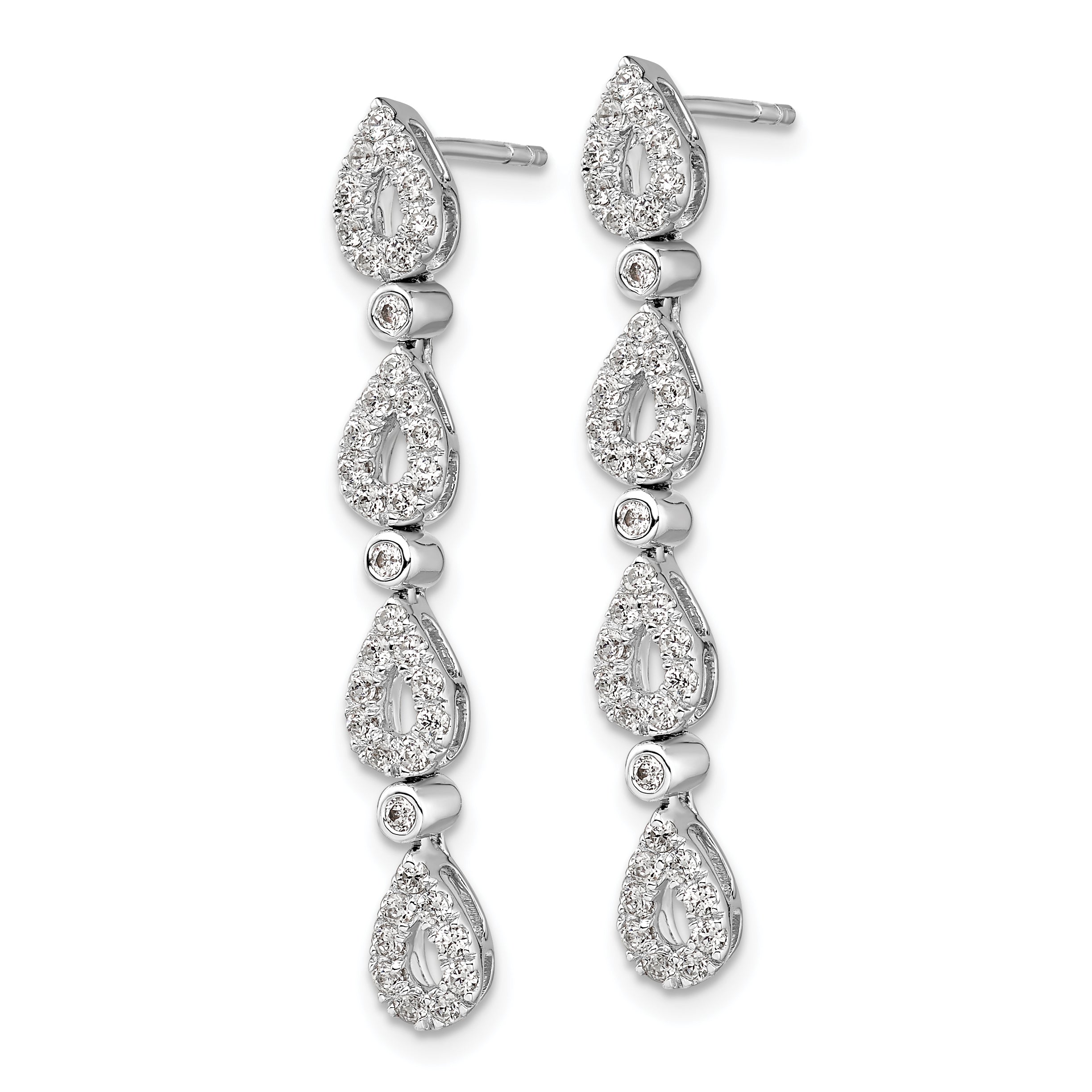 14k White Gold 3/4 carat Lab Grown Diamond VS/SI+ G+ Complete Dangle Teardrop Post Earrings Secondary image