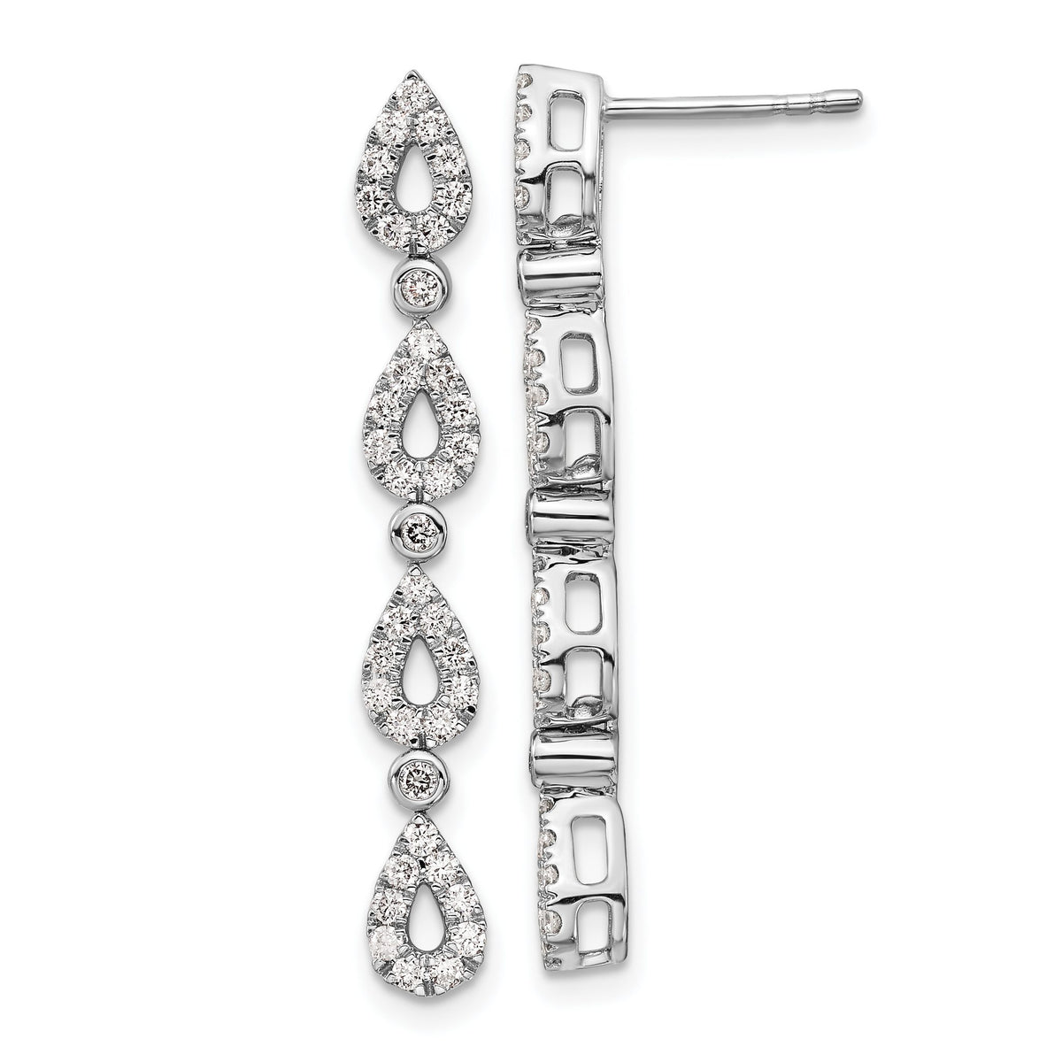Lab-Grown Diamond Teardrop Stud Dangle Earrings in 14K White Gold (3/4 ct. tw.) - Sophia Jewelers Main image