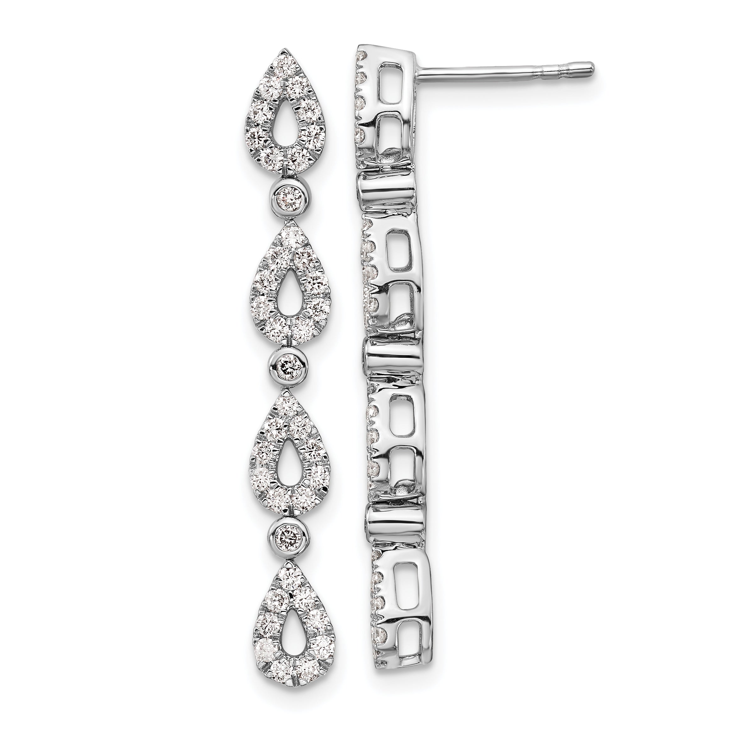 14k White Gold 3/4 carat Lab Grown Diamond VS/SI+ G+ Complete Dangle Teardrop Post Earrings Main image