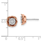 14k Two-Tone 1/4 carat Lab Grown Diamond VS/SI+ G+ Cluster Flower Post Earrings