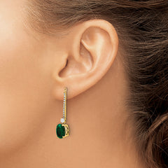 14K White Gold Lab Grown VS/SI+ G+ Dia & Created Emerald Earring Jackets