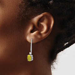 14K White Gold Lab Grown VS/SI+ G+ Dia & Created Yellow Sapphire Earring Ja