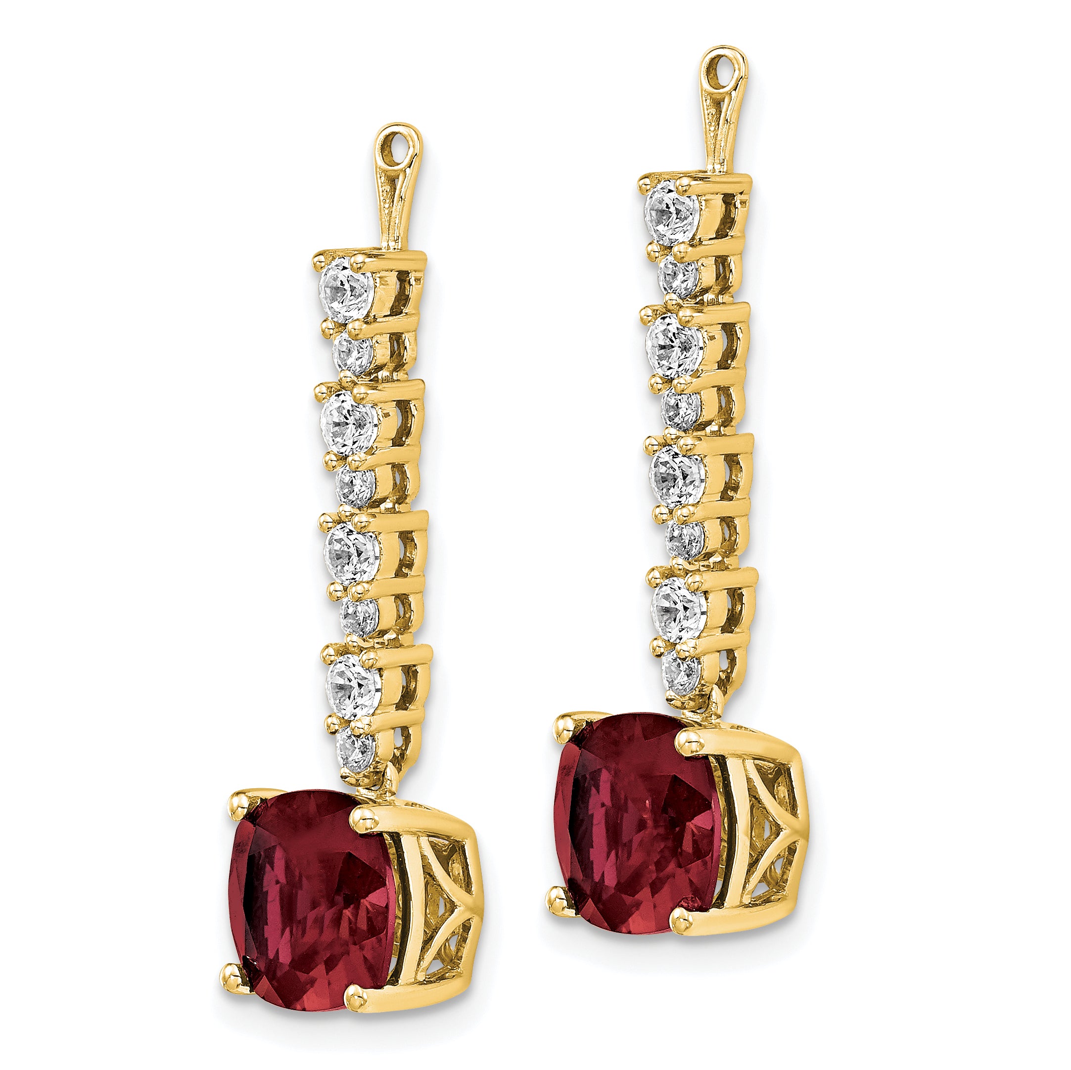 14k 5/8 carat Lab Grown Diamond VS/SI+ G+ and Lab Created Ruby Earring Jackets Secondary image