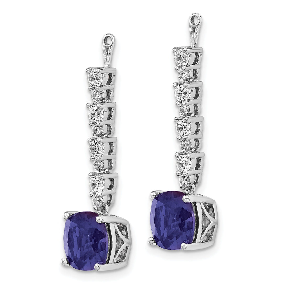 14K White Gold 5/8 Carat Lab-Grown Diamond VS/SI+ G+ and Lab-Created Blue Sapphire Earring Jackets - Sophia Jewelers